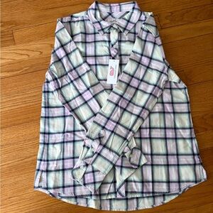Vineyard Vines Purple and Green Flannel Plaid Button Down Shirt